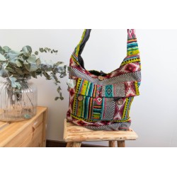 Hippie shoulder bag with jacquard pattern