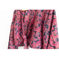 Floral bohemian wrap blouse