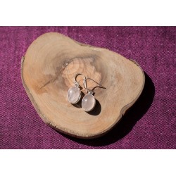 Boucles d'oreilles pendantes en argent et quartz rose