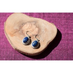 Boucles d'oreille pendantes en argent et lapis lazuli