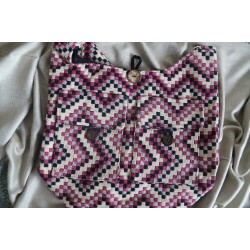 Hippie shoulder bag with checked rose pattern