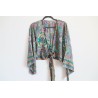 Wrap blouse with colorful pattern