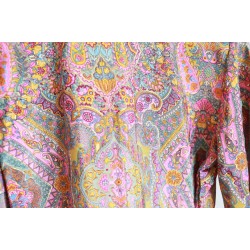 Colorful and golden flowers wrap blouse