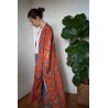 Kimono long rouge orangé