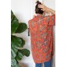Kimono court rouge orangé