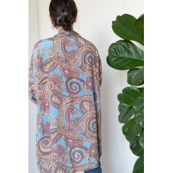 Kimono court bleu et gris