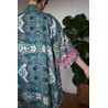 Kimono court blanc et turquoise