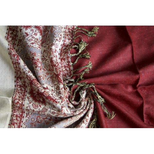 Foulard reversible rouge et crème