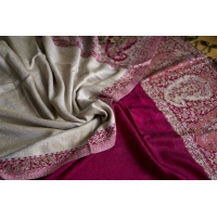 Foulard reversible rose et crème