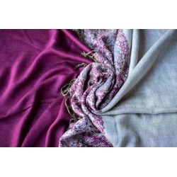 Foulard reversible rose fushia et crème