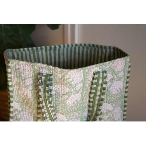 Sac cabas en coton matelassé vert