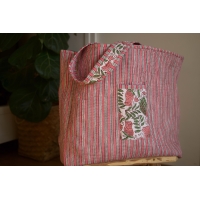 Sac cabas en coton matelassé fleuris rose