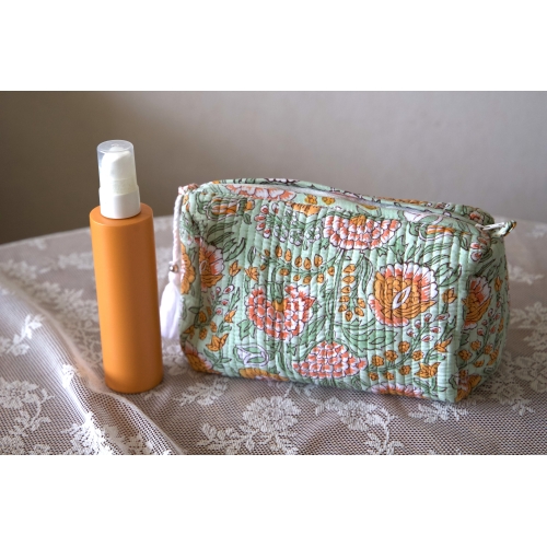 Trousse de toilette matelassée jaune et vert