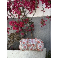 Sac de voyage matelassé fleuris blanc orange rose