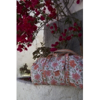 Sac de voyage matelassé fleuris blanc orange rose