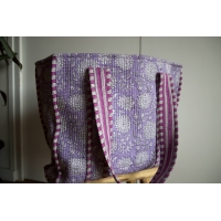 Sac cabas en coton matelassé violet