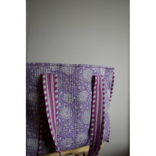 Sac cabas en coton matelassé violet