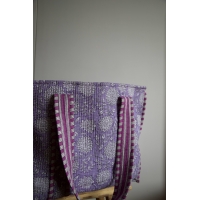 Sac cabas en coton matelassé violet