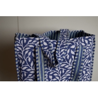 Sac cabas en coton matelassé bleu indigo