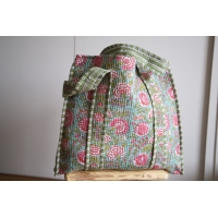 Sac cabas en coton matelassé bleu rose vert