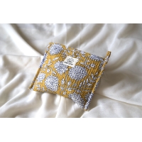 Pochette en coton matelassé moutarde