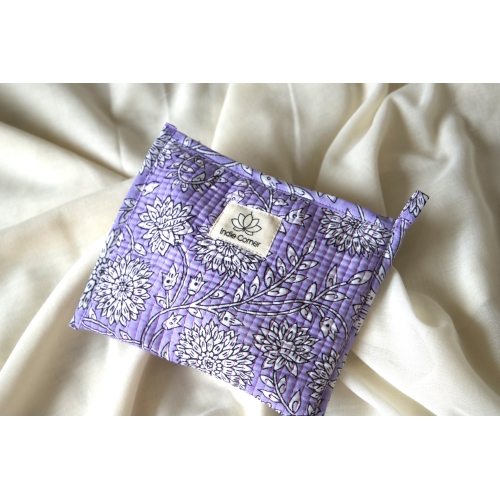 Pochette en coton matelassé violet
