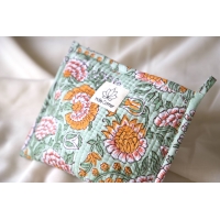 Pochette en coton matelassé jaune et vert