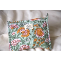 Pochette en coton matelassé jaune et vert