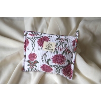 Pink flower quilted pouch
