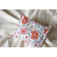 Orange flower quilted pouch