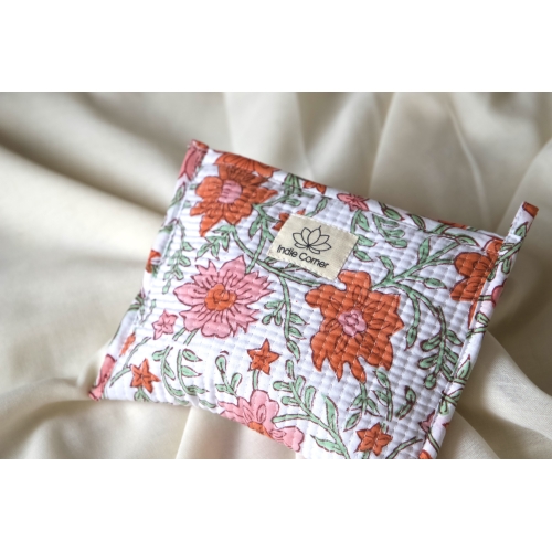 Orange flower quilted pouch