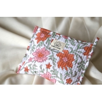 Orange flower quilted pouch