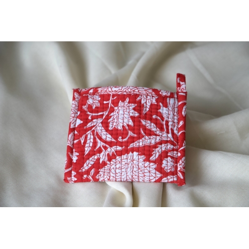 Quilted red coin pouch