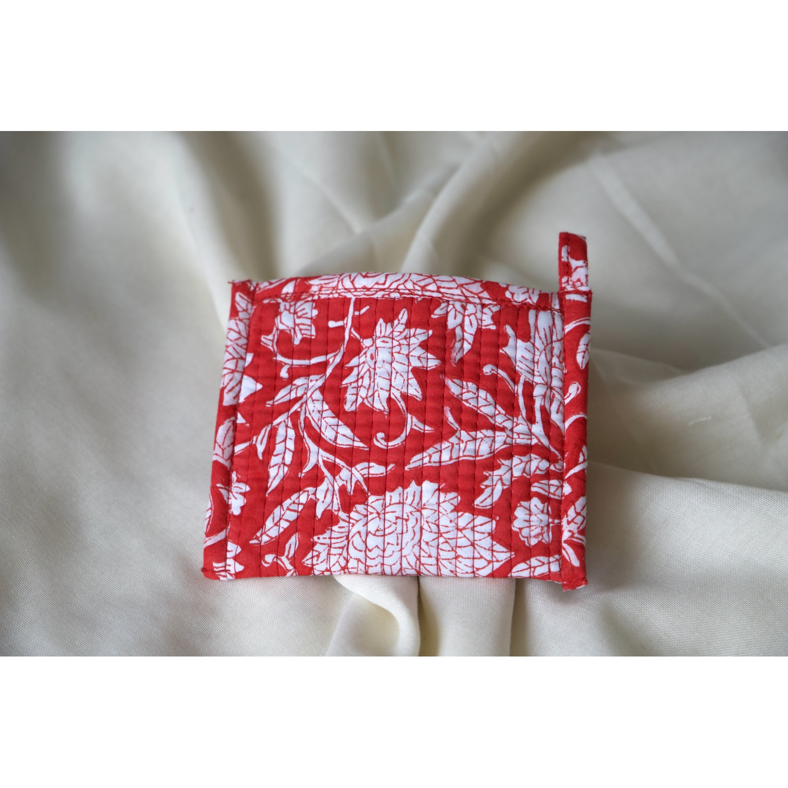 Quilted red coin pouch