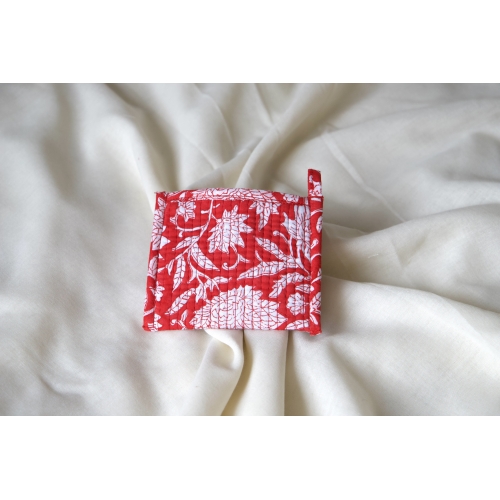 Quilted red coin pouch