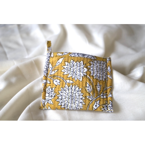 Mustard quilted coin pouch