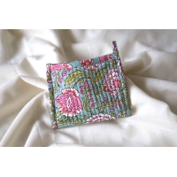 Blue pink green quilted red coin pouch