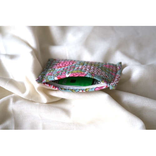 Blue pink green quilted red coin pouch