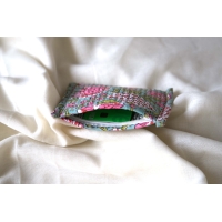 Blue pink green quilted red coin pouch