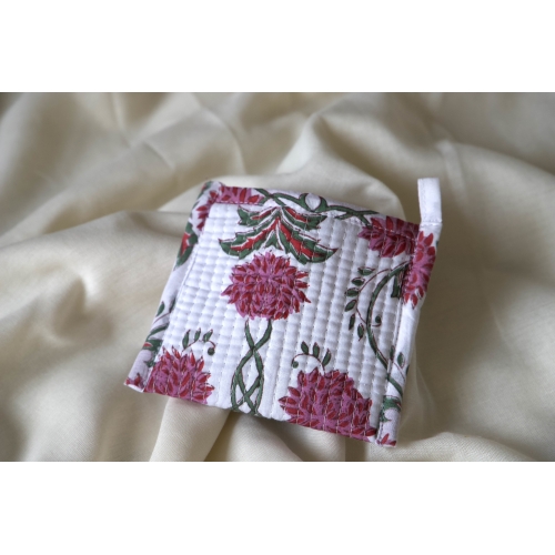 Pink flower quilted coin pouch