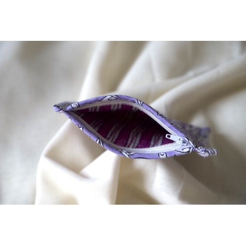 Purple quilted coin pouch