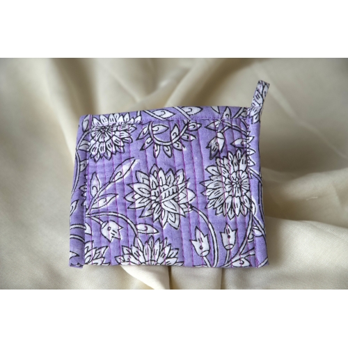 Purple quilted coin pouch