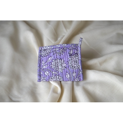 Purple quilted coin pouch