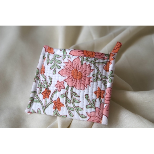 Orange flower quilted coin...