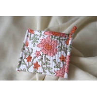 Orange flower quilted coin pouch