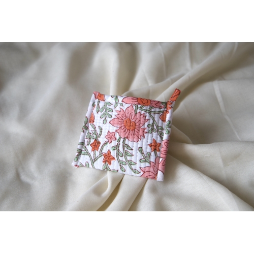 Orange flower quilted coin pouch
