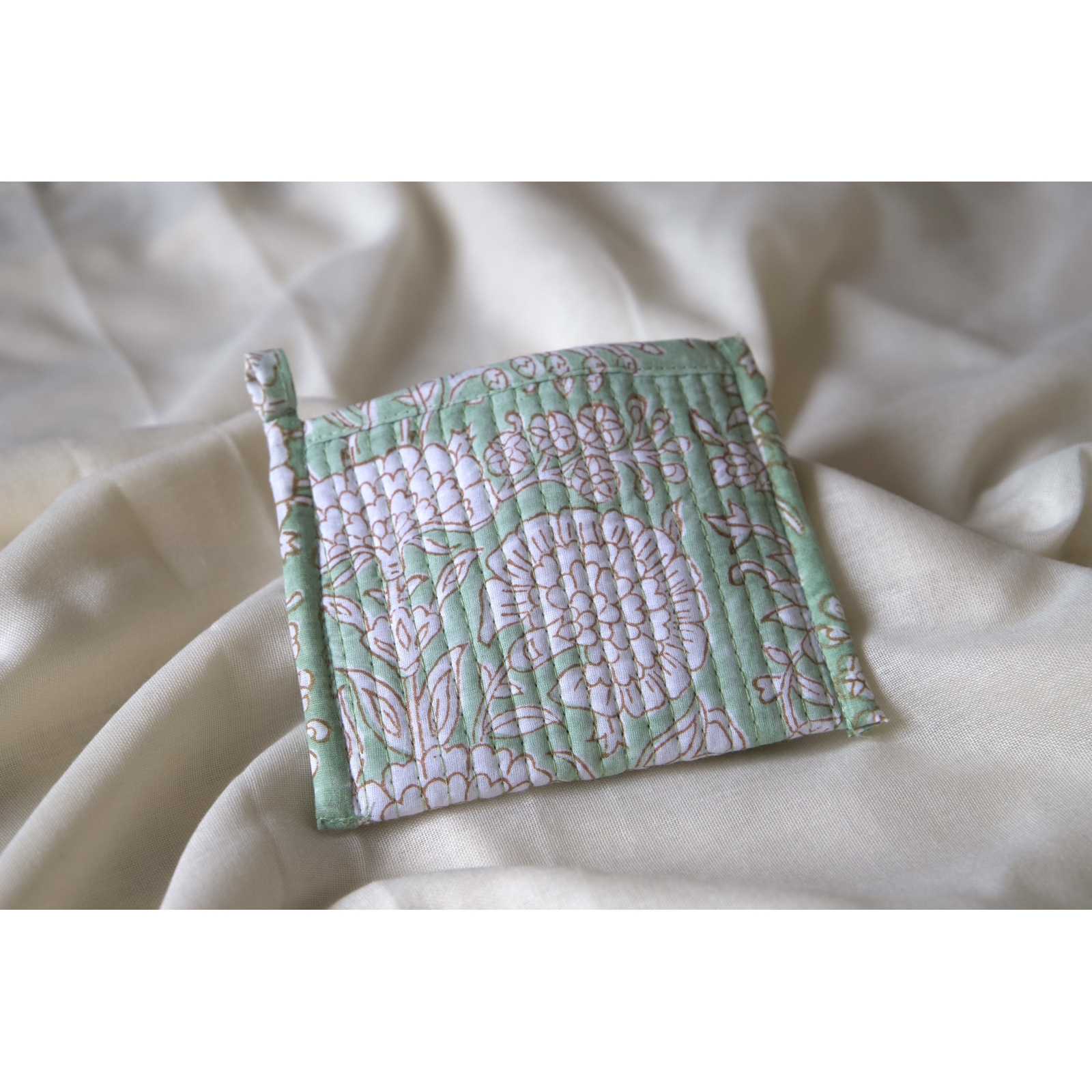 Quilted green pastel coin pouch