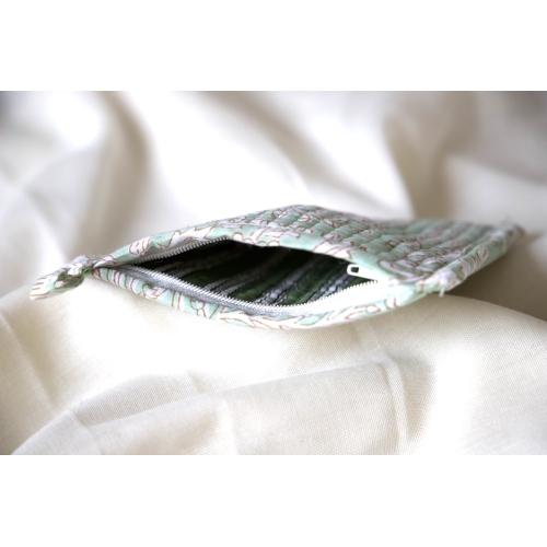Quilted green pastel coin pouch