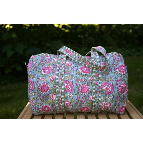 poche intérieure du Sac de voyage matelassé bleu rose vert
