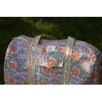 Sac de voyage matelassé jaune et vert